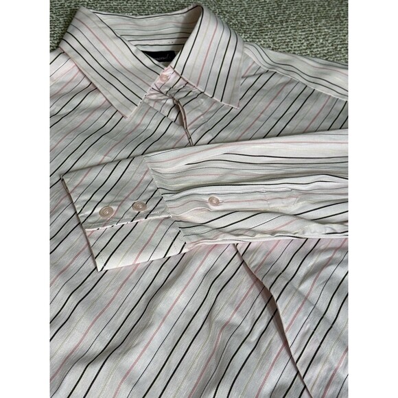 7 Diamonds Dress Shirt Men’s L Pink Striped Textured Button Up - Picture 2 of 7